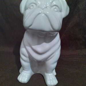 Classic Vintage White Ceramic Bulldog Figurine (B1)